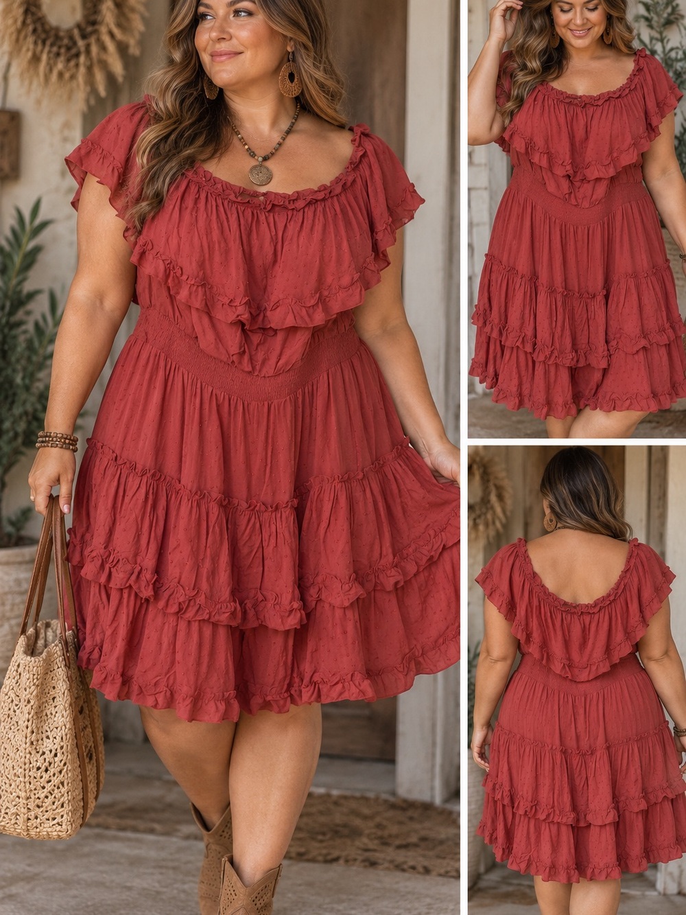 Forever 21 Terracotta Ruffle Tiered Mini Dress